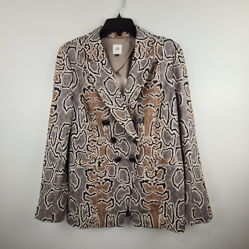 Cabi Python Blazer 3733 Womens 8 Brown Snakeskin Double Breasted Stretch Jacket